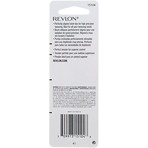 Revlon Eyebrow Hair Removal Tweezer, Designer Collection, High Precision Tweezers for Men, Women & Kids, Stainless Steel (Style/Color May Vary) (Pack of 1)