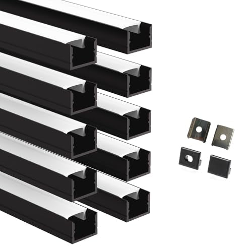 Besseto Black LED Aluminum Channel for Wood Slat Wall Panel - 10 Pack 6.6Ft