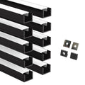 Besseto Black LED Aluminum Channel for Wood Slat Wall Panel - 10 Pack 6.6Ft