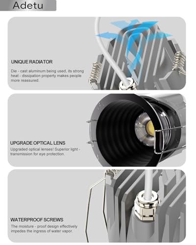 Black 2 Inch LED Recessed Ceiling Light 8W Dimmable COB 5CCT Pack of 6