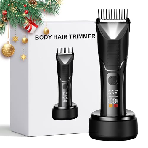 Body Hair Trimmer for Men - Pubic Hair Trimmer for Man - Electric Ball Shaver with LED Light - IPX7 Waterproof Wet/Dry Groomer kit for Groin -USB-C Rechargeable - Men's Pubic, Groin and Body Shave