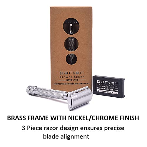 Heavyweight Double Edge Safety Razor with 5 Blades - Classic 3-Piece Design