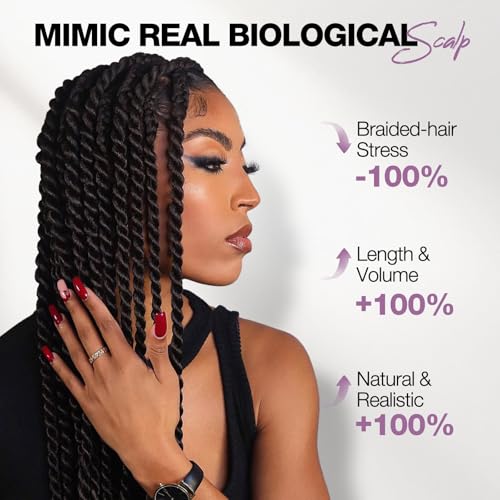 WIGER 360° HD Full Lace Twist Braided Wig for Black Women, 32in Jumbo Senegal Twist