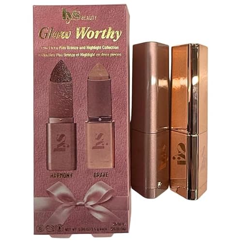 LYS Beauty Glow Worthy 2-Piece Mini Bronze & Highlight Stick Duo ? Harmony + Brave ? No Limits Cream Bronzer & Aim High Highlighter ? 0.09 oz / 2.5 g Each