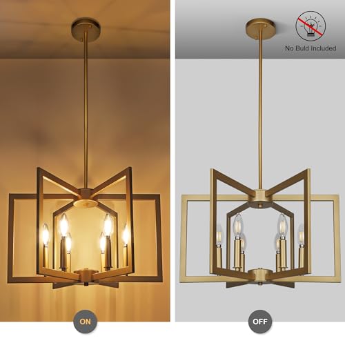 Klgxnrd 6-Light Gold Pendant Light Fixture Modern Farmhouse Chandelier