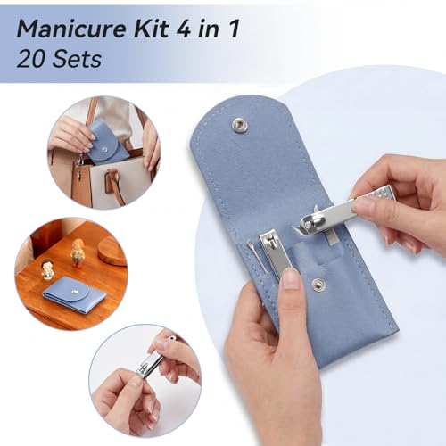 Blue 20-Piece Professional Nail Care Kit with Clippers & Tools - Travel Size