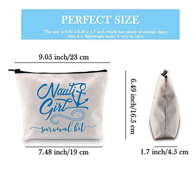 GJTIM Funny Nautical Anchor Sailing Boating Gift Boating Sailing Nautical Theme Zipper Pouch Nauti Girl Survival Kit for Nautical Sailors (Survival Nauti Girl)