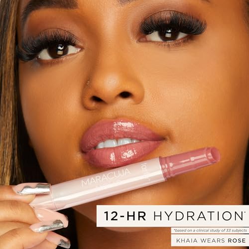 Vegan Lip Balm Set - Tarte Maracuja Juicy Lip Gloss with Vitamin E, Full Size, Rosa Pack of 2