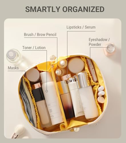 Aveniee Travel Makeup Bag for Women - Zoo Animals Large Cosmetic Organizer, Waterproof PU Leather, Flat Design