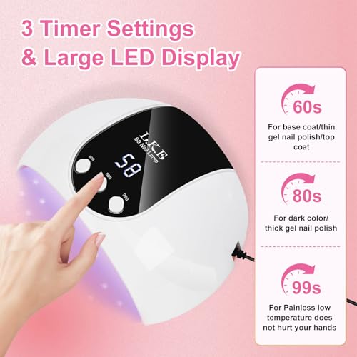 UV Light for Gel Nails, LKE 54W UV LED Nail Lamp with 18 Beads 3 Timer Setting Auto Sensor Nail Dryer Gel Polish Polygel Fast Curing Manicure Professional UV Nail Light Home Salon Nail Tools