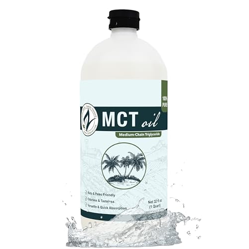 MCT Oil C8 & C10 - 32 oz Pure Medium Chain Triglycerides for Cooking & Supplements