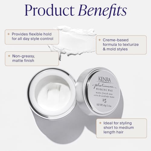 Kenra Platinum Working Wax 15 – Matte Texturizing Creme, Flexible Medium Hold, 1.4 fl oz