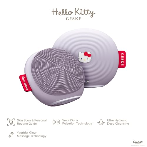 GESKE x Hello Kitty SmartAppGuided Sonic Facial Brush | 4 in 1 Electric Cleansing Brush | Daily Skincare Routine | Facial Massager