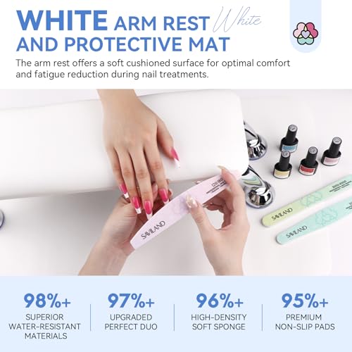 Professional Nail Arm Rest for Salon Manicure & Pedicure - 15.7" Big Support Cushion with Microfiber Leather