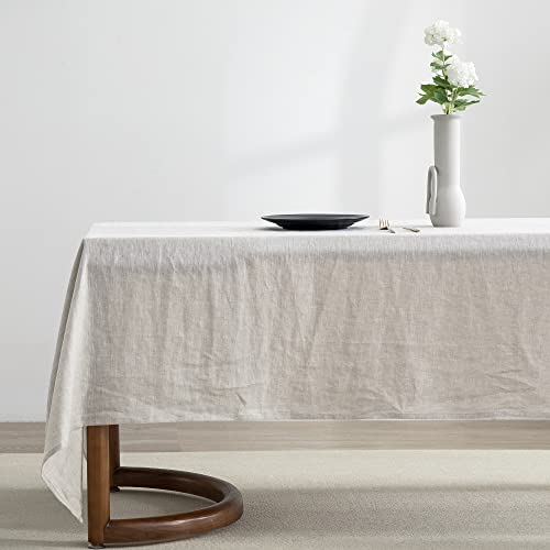Everly Natural Linen Rectangle Tablecloth 132" x 60" for Dining & Events
