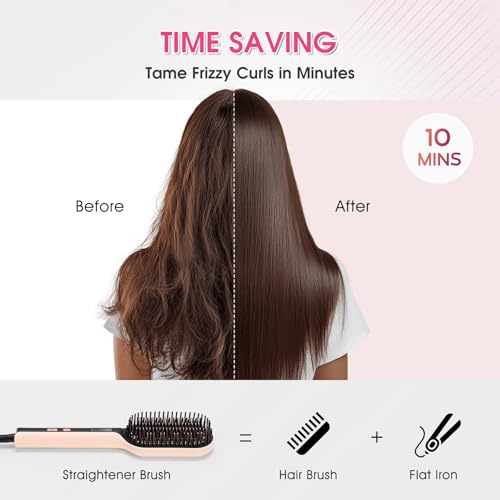 Pink Ionic Hair Straightener Brush for Fast, Safe Styling - AraSyleon