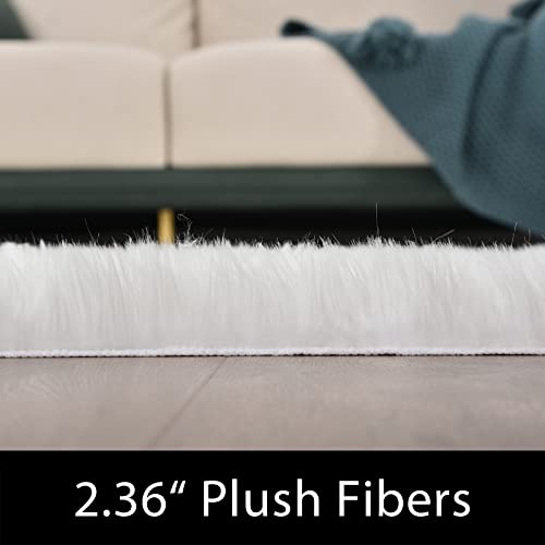 Latepis 4x6 White Faux Sheepskin Rug - Fluffy Plush Bedroom & Living Room Decor