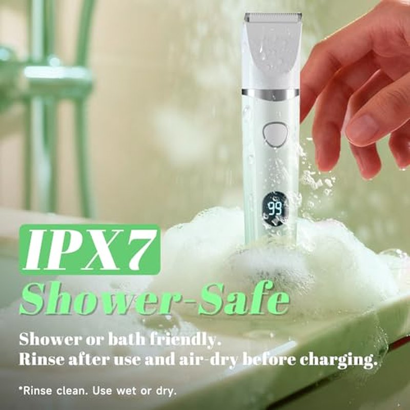 3-in-1 Bikini Trimmer for Women ? Electric Razor for Women, Electric Body Hair Trimmer, IPX7 Waterproof, 120-Min Cordless, USB-C, Battery% Display ? X3 Soft Mint Ombre