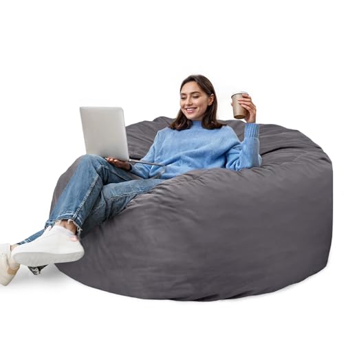 DUMOS 4FT Dark Grey Bean Bag Chair - Large Living Room Gaming Seat