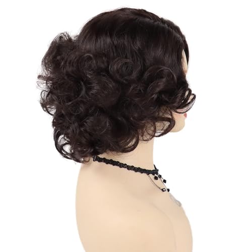 Brown Curly Wig 12 Inch Short Synthetic Hair for Women - Realistic & Stylish