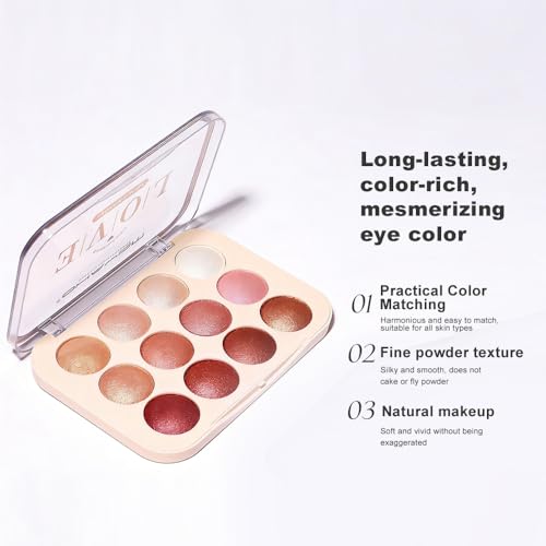 Baked Face & Eye Palette All in One, Highlighter Blush Contour & Eyeshadow, Silky Smooth Blendable Powder, Natural Low Saturation Shades, Waterproof Long-Lasting Makeup Palette for Daily Use-C01