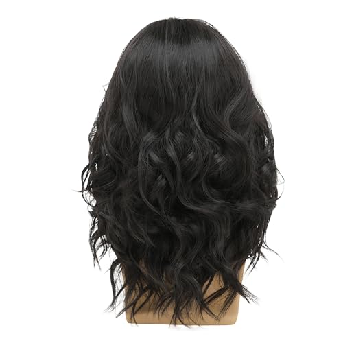 Men's Black Long Curly Synthetic Wig for Costume & Party