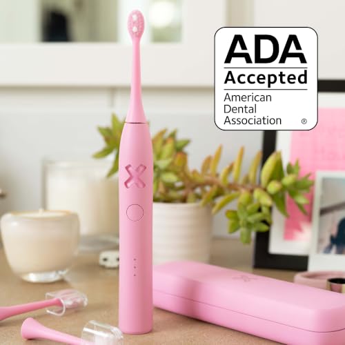Dentist-Designed Sonic Electric Toothbrush for Adults - Pink, 70-Day Battery, 3 Modes, Travel Case & 3 Brush Heads