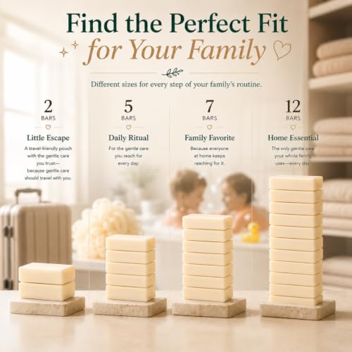 Fragrance-Free Baby Bar Soap Pack of 7 - Unscented Organic Gentle Skin Care for Toddlers and Adults