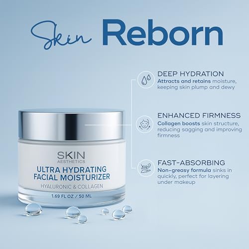 Hyaluronic Acid & Collagen Face Moisturizer - Anti-Aging, Ultra Hydrating, Fine Lines & Wrinkles Treatment - Dermatologist Tested Korean Skincare - Clean Beauty, Cruelty-Free - 1.69 oz