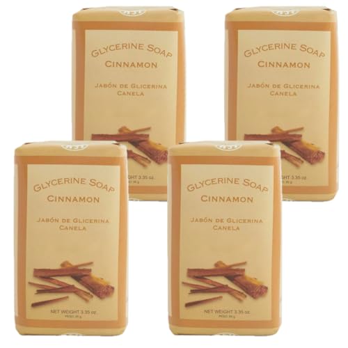 Lanman & Kemp Cinnamon Soap Bar 3.35 Oz - Jabon De Glicerina Canela (Pack of 4)