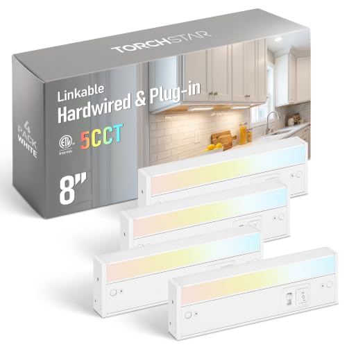 LED Under Cabinet Lighting 8 Inch 5CCT Dimmable Aluminum White 4-Pack - StableShine Series