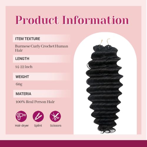 Natural Black Deep Wave Crochet Hair 55g / 16 Inch Feather Knotless Style for Black Women - Mnador