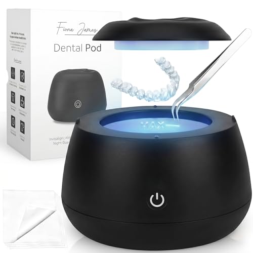 Ultrasonic Retainer Cleaner with UV Light - 48kHz Deep Clean for Invisalign & Dentures - Black