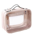 SANHECUN Clear Travel Toiletry Bag with Multiple Compartments - Waterproof Makeup & Cosmetic Organizer - Beige, Medium