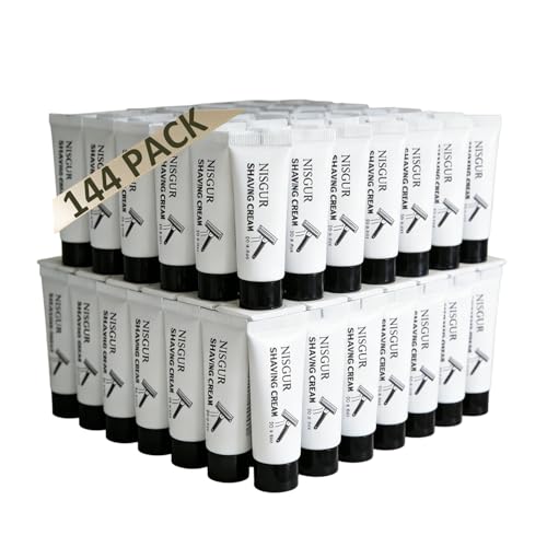 Travel Size Disposable Shaving Cream Bulk Pack of 144 Tubes 10ml/0.34fl.oz Each Individually Wrapped Hotel Toiletries and Amenities