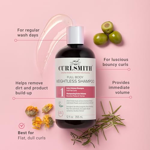 CURLSMITH Full Body Weightless Volumizing Shampoo for Curly Hair, 12 oz