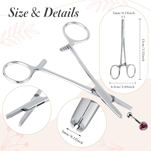3mm Stainless Steel Piercing Ball Grabber Tool for Jewelry Changes - Straight & Curved Needles