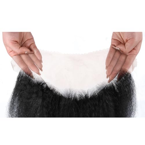 Kerriana 12 Inch Kinky Straight Lace Frontal Human Hair 13x4 Natural Yaki Closure