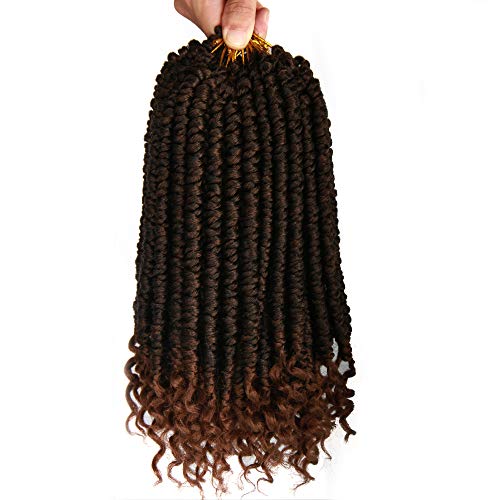 ROSESSEA Passion Twist Crochet Hair Ombre Brown 12 Inch Short Spring Curly Ends
