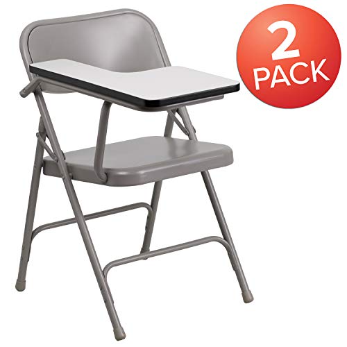 2-Pack Folding Chairs with Right-Handed Tablet Arms - Portable, Heavy-Duty Steel