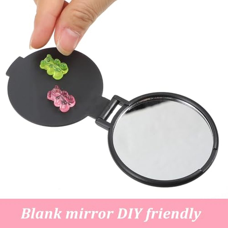 80 Pcs Mini Compact Mirrors Bulk, Portable Black Round Folding Makeup Mirror Set for Purse Travel Women Daily Use