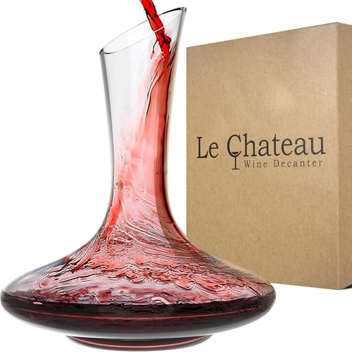 Large Crystal Wine Decanter with Built-in Aerator - Elegant Red Wine Carafe