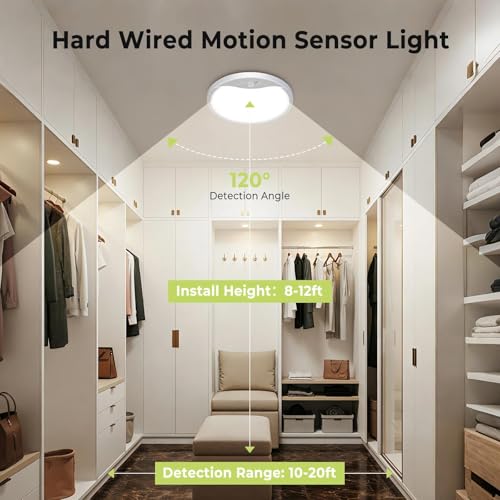 Hepside 4 Pack Motion Sensor Ceiling Lights 12 Inch 24W - White, Adjustable Color Temperatures & Timer