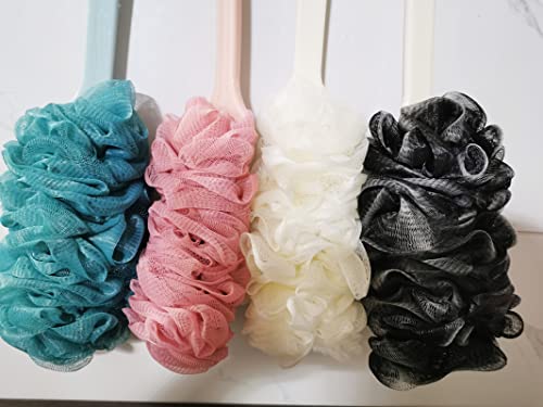 Arswin 4-Pack Back Scrubber with 18in Anti-Slip Handle, Soft Nylon Mesh Loofah Bath Brush (4 Color)