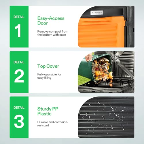 VIVOSUN 80 Gallon Outdoor Compost Bin - Large Capacity Easy Assembly 300L