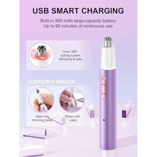 LED Display Ear and Nose Hair Trimmer Clipper for Men Women,Upgrade Rechargeable 2 in 1 Professional Painless Eyebrow & Facial Hair Trimmer with Powerful Motor and Dual-Edge Blades