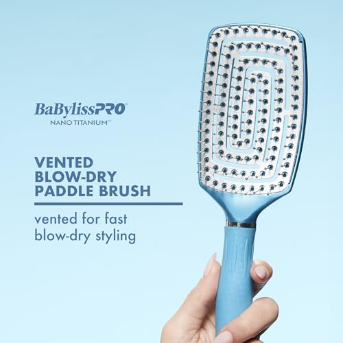 Vented Paddle Brush for Blow-Drying - Nano Titanium Ceramic Coated, Frizz Control