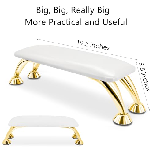 Nail Tech Arm Rest - Microfiber Leather Hand Support with Anti-Slip Gold Stand