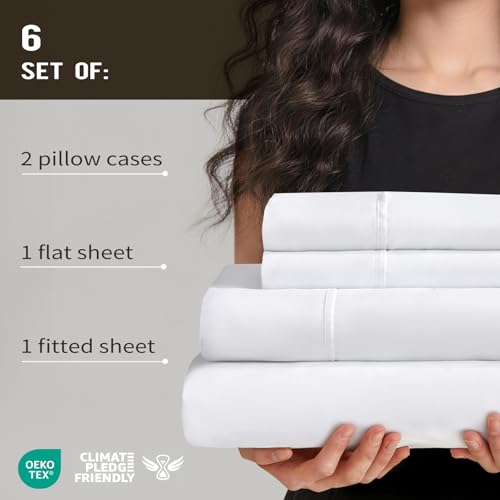 Queen Sheet Set Bulk Pack of 6 - White Hotel-Quality Microfiber Bedding