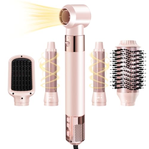 Pink 5-in-1 Hair Styler Blow Dryer Brush Set - 110,000 RPM Hot Air Brush